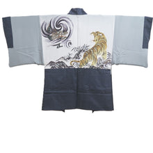 Load image into Gallery viewer, Men's Haori Vintage(1950-1980) Blue Black Dragon Tiger Silk #10638C4