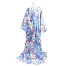Load image into Gallery viewer, Yukata Light Blue Lily Cotton #10746D3