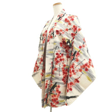 Load image into Gallery viewer, Haori Jacket Vintage(1920-1950) Cream white Meisen Plum blossom Branch Silk #11051A3