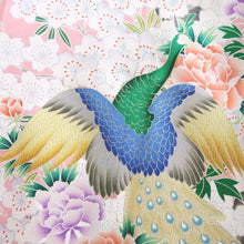 Load image into Gallery viewer, Furisode Pink Cherry Blossom Peacock Tall Silk #10552B4