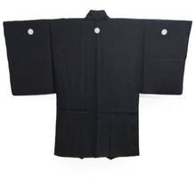 Load image into Gallery viewer, Men's Haori Vintage(1950-1980) Black Montsuki Silk #10422A2