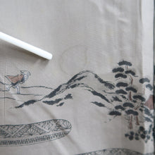 Load image into Gallery viewer, Men's Haori Vintage(1950-1980) Black Montsuki Landscape Silk #10436A3