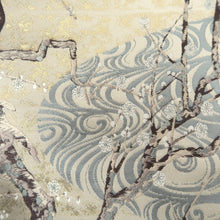 Load image into Gallery viewer, Fukuro Obi Gold Plum blossom Branch Ryusui Silk BB310V8