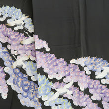 Load image into Gallery viewer, Tomesode Black Crane Birds Silk #10391F5