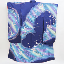 Load image into Gallery viewer, Furisode Dark Blue Butterfly Aurora Tall Silk #9707J5