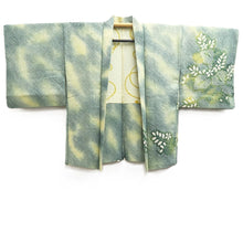 Load image into Gallery viewer, Haori Jacket Green Yellow Full Shibori Flower Silk #10701D1