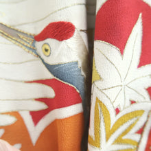 Load image into Gallery viewer, Furisode Vintage(1920-1950) Black Crane Birds Silk #11105Z1