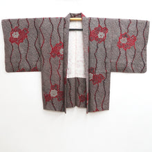 Load image into Gallery viewer, Haori Jacket Vintage(1950-1980) Black Red Shibori Peony Silk #10050C5