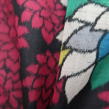 Load image into Gallery viewer, Haori Jacket Vintage(1920-1950) Black Red Meisen Chrysanthemum Long Silk #9632J1