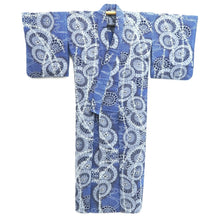 Load image into Gallery viewer, Yukata Vintage(1950-1980) Blue White Bangasa Cotton #11097B1