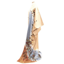 Load image into Gallery viewer, Kimono Beige Blueish Gray Chrysanthemum Plum blossom Silk #10522B2