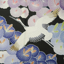 Load image into Gallery viewer, Tomesode Black Crane Birds Silk #10391F5