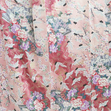 Load image into Gallery viewer, Furisode Pink Crane Birds Plum blossom Silk #10323F1