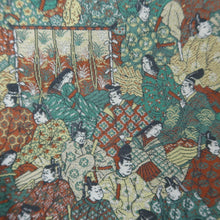 Load image into Gallery viewer, Fukuro Obi Green Brown Gold Hyakunin Issyu Silk BB341V9