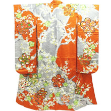 Load image into Gallery viewer, Furisode Orange Plum blossom Branch Tall Silk #10302E5