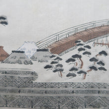 Load image into Gallery viewer, Men's Haori Vintage(1950-1980) Black Montsuki Landscape Silk #10436A3