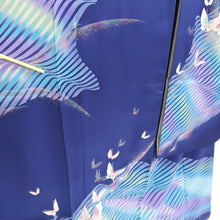 Load image into Gallery viewer, Furisode Dark Blue Butterfly Aurora Tall Silk #9707J5