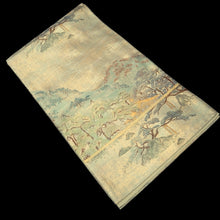 Load image into Gallery viewer, Fukuro Obi Gold Pale Green Kinkakuji Landscape Silk BB334V9