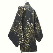 Load image into Gallery viewer, Haori Jacket Vintage(1950-1980) Black Gold Flower Silk #10005C3