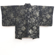 Load image into Gallery viewer, Haori Jacket Vintage(1950-1980) Black Silver Gold Flower Silk #10185D5