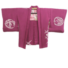 Load image into Gallery viewer, Haori Jacket Vintage(1950-1980) Magenta Shibori Floral pattern Silk #11012A1