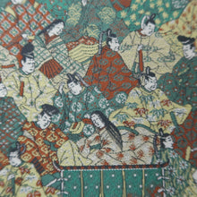 Load image into Gallery viewer, Fukuro Obi Green Brown Gold Hyakunin Issyu Silk BB341V9