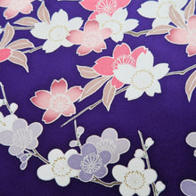 Load image into Gallery viewer, Furisode Purple Blackish Crane Birds Cherry Blossom Tall Silk #11081A5