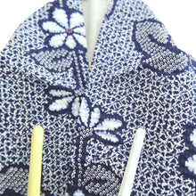 Load image into Gallery viewer, Yukata Vintage(1950-1980) Navy White Flower Cotton #10484A5
