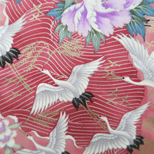 Load image into Gallery viewer, Furisode Pink Crane Birds Plum blossom Silk #10323F1
