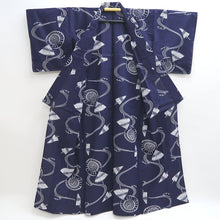 Load image into Gallery viewer, Yukata Vintage(1950-1980) Navy Umbrella Cotton #9910B4