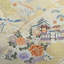 Load image into Gallery viewer, Fukuro Obi White Gold Bird Silk BB261V5