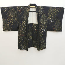 Load image into Gallery viewer, Haori Jacket Vintage(1950-1980) Black Gold Flower Silk #10005C3