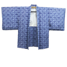 Load image into Gallery viewer, Haori Jacket Dark Blue Grayish Blue Plum blossom Chrysanthemum Silk #10731D3