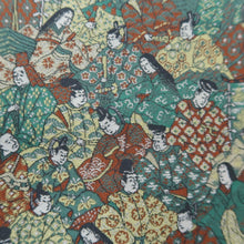 Load image into Gallery viewer, Fukuro Obi Green Brown Gold Hyakunin Issyu Silk BB341V9