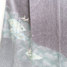 Load image into Gallery viewer, Kimono Purple Embroidery Crane Birds Wave Silk #9646J2