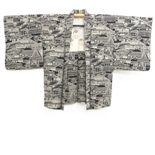 Load image into Gallery viewer, Haori Jacket Black Old town Geisha Silk #10691D1