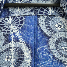 Load image into Gallery viewer, Yukata Vintage(1950-1980) Blue White Bangasa Cotton #11097B1