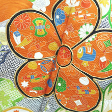 Load image into Gallery viewer, Furisode Orange Plum blossom Branch Tall Silk #10302E5