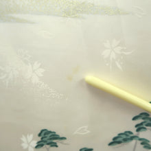 Load image into Gallery viewer, Furisode Pearl white Heian Princess Crane Birds Silk #11092B1