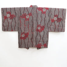 Load image into Gallery viewer, Haori Jacket Vintage(1950-1980) Black Red Shibori Peony Silk #10050C5