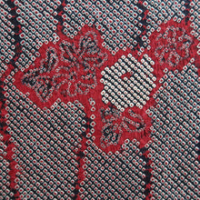 Load image into Gallery viewer, Haori Jacket Vintage(1950-1980) Black Red Shibori Peony Silk #10050C5