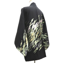 Load image into Gallery viewer, Haori Jacket Vintage(1950-1980) Black Gold Splash Silk #10125D3