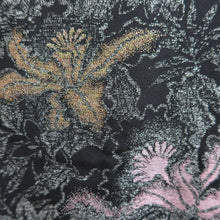 Load image into Gallery viewer, Haori Jacket Vintage(1950-1980) Black Silver Gold Flower Silk #9753A3