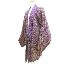 Load image into Gallery viewer, Haori Jacket Vintage(1920-1950) Purple Yellow Shibori Long Silk #9957C1