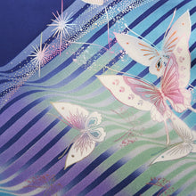 Load image into Gallery viewer, Furisode Dark Blue Butterfly Aurora Tall Silk #9707J5