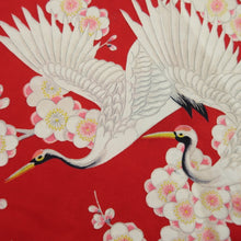 Load image into Gallery viewer, Juban Vintage(1950-1980) Red Crane Birds Silk #10503B1