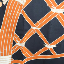 Load image into Gallery viewer, Haori Jacket Vintage(1950-1980) Black Lattice fence Cloud Silk #11062A4