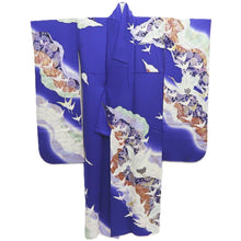 Load image into Gallery viewer, Furisode Blue Crane Birds Silk #10313F1