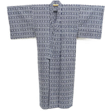 Load image into Gallery viewer, Men's Yukata Navy White Geometric patterns Cotton #10361F3