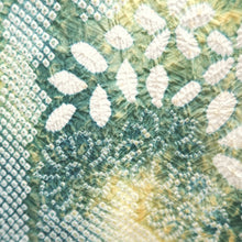 Load image into Gallery viewer, Haori Jacket Green Yellow Full Shibori Flower Silk #10701D1